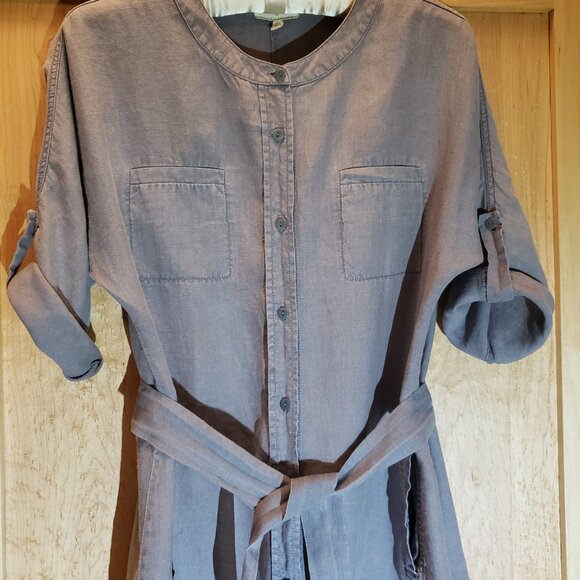 Eileen Fisher Organic Linen Shirt Dress with Belt - Picture 2 of 11
